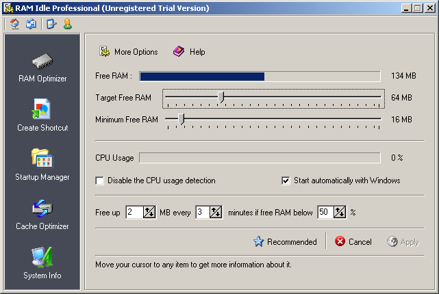 RAM Idle Professional Screenshot